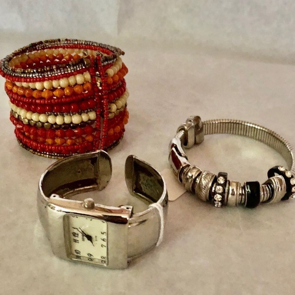 Lot of 3 1 Cuff Watch and 2 Bracelet